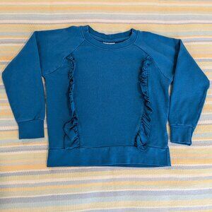⭐ Hanna Andersson Teal Blue Ruffle Sweatshirt size 6-7